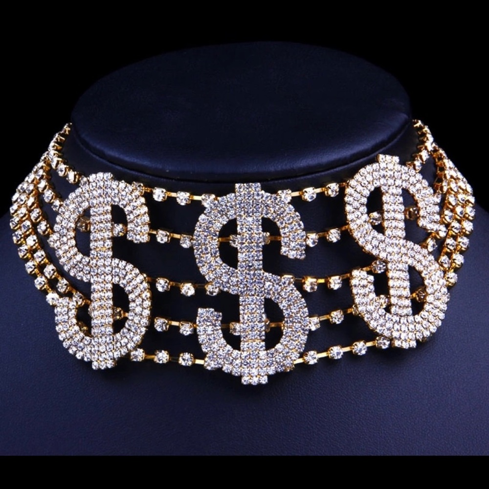 $$$ Dollar Rhinestone Necklace - Picture 3 of 6